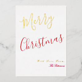 Elegant Merry Christmas Script Red with gold Folien Feiertagskarte