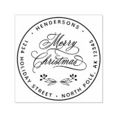 Elegant Merry Christmas Script Rücksendeadresse Permastempel (Design)