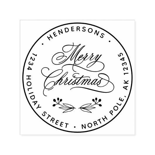 Elegant Merry Christmas Script Rücksendeadresse Permastempel (Design)
