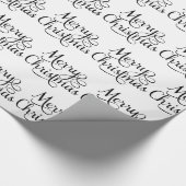 Elegant Merry Christmas Script Text Pattern Geschenkpapier (Ecke)
