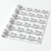 Elegant Merry Christmas Script Text Pattern Geschenkpapier (Ungerollt)