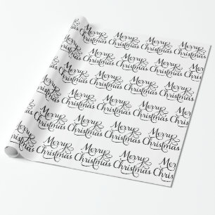 Elegant Merry Christmas Script Text Pattern Geschenkpapier