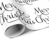Elegant Merry Christmas Script Text Pattern Geschenkpapier (Rolleneckpunkt)