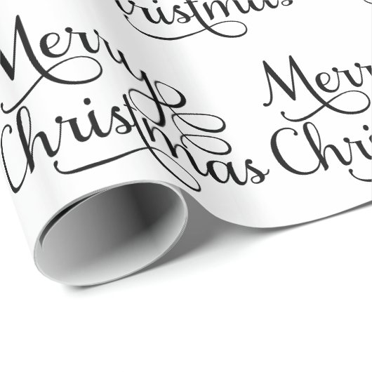 Elegant Merry Christmas Script Text Pattern Geschenkpapier (Rolleneckpunkt)