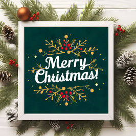 Elegant Merry Christmas Script Typografie Floral Poster