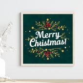 Elegant Merry Christmas Script Typografie Floral Poster