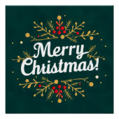 Elegant Merry Christmas Script Typografie Floral Poster (Vorderseite)