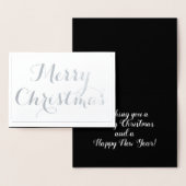 Elegant Merry Christmas Script Typografy Silver Folienkarte (Anzeige)