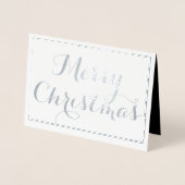 Elegant Merry Christmas Script Typografy Silver Folienkarte (Vorderseite)
