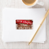 Elegant Merry Christmas Script White Snowflakes Adressaufkleber (Insitu)