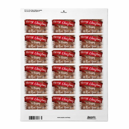 Elegant Merry Christmas Script White Snowflakes Adressaufkleber (Vorne)