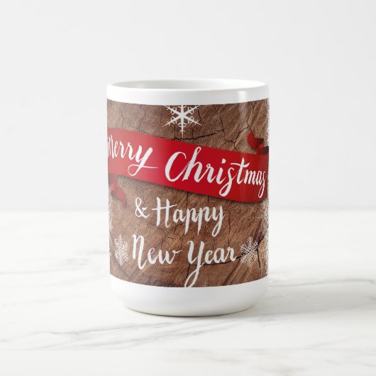 Elegant Merry Christmas Script White Snowflakes Kaffeetasse (Mittel)