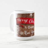 Elegant Merry Christmas Script White Snowflakes Kaffeetasse (Vorderseite Links)