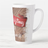 Elegant Merry Christmas Script White Snowflakes Milchtasse (Rechts)