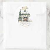 Elegant Merry Christmas Sticker with Fireplace and (Tasche)