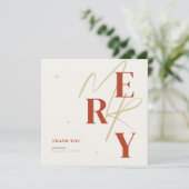 Elegant Merry Christmas Thank You Card Dankeskarte (Stehend Vorderseite)