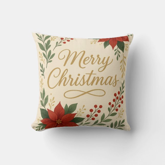 Elegant Merry Christmas Throw Pillow Kissen (Vorderseite)