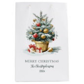 Elegant Merry Christmas Tree Gift Bag Mittlere Geschenktüte (Vorderseite)