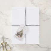 Elegant Merry Christmas Tree Gold Minimalistisch Geschenkanhänger (Mit Garn)