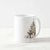 Elegant Merry Christmas Tree Gold Minimalistisch Kaffeetasse (VorderseiteRechts)