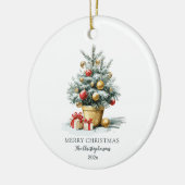 Elegant Merry Christmas Tree Keramik Ornament (Links)