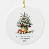 Elegant Merry Christmas Tree Keramik Ornament (Hinten)