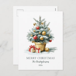 Elegant Merry Christmas Tree Postcard Feiertagspostkarte