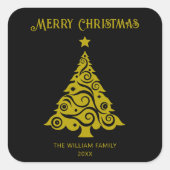Elegant Merry Christmas Tree Stickers Black (Vorderseite)
