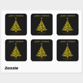 Elegant Merry Christmas Tree Stickers Black (Blatt)