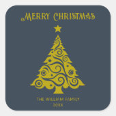 Elegant Merry Christmas Tree Stickers Dark Gray (Vorderseite)