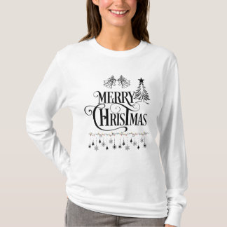 Elegant Merry Christmas Typography Design T-Shirt