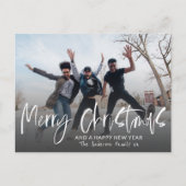 Elegant Merry Christmas White Calligraphy 1 Foto Postkarte (Vorderseite)