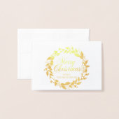 Elegant Merry Christmas Wreath Holly Family FOTO Folienkarte (Vorderseite mit Umschlag)