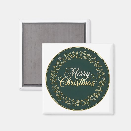 Elegant Merry Christmas Wreath Magnet (Vorderseite/Rückseite)