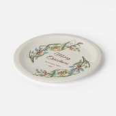 Elegant Merry Christmas Wreath Personalisiert Name Pappteller (Schrägansicht)