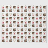 Elegant Merry Christmas Wreath Red Bow Foto Geschenkpapier (Flach)