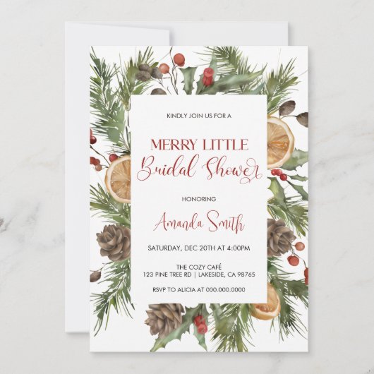Elegant Merry little Bridal shower Einladung (Vorderseite)