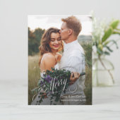 Elegant Merry Script Weihnachts-Foto Feiertagskarte (Stehend Vorderseite)