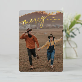 Elegant Merry Typographic Script Folien Feiertagskarte