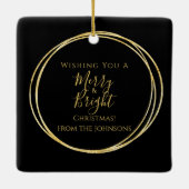 Elegant Merry und helle Familie Name Weihnachten Keramikornament (Rückseite)