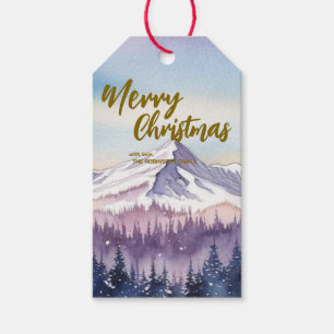 Elegant Merry xmas tree forest Gold Skript Holiday Geschenkanhänger