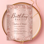 Elegant Metal Rose Gold Glitzer 30. Geburtstag Einladung