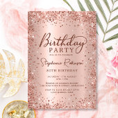 Elegant Metal Rose Gold Glitzer 80. Geburtstag Einladung