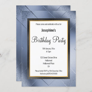 ELEGANT METALLIC BLAUE GOLD PATTERN GEBURTSTAG EINLADUNG