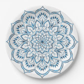 Elegant Metallic Blue Mandala Dekorative Pappteller (Vorderseite)
