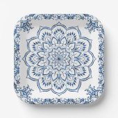 Elegant Metallic Blue Mandala Pappteller (Vorderseite)
