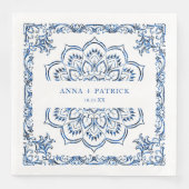 Elegant Metallic Blue Mandala Personalisiert Serviette (Vorderseite)