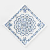 Elegant Metallic Blue Mandala Serviette (Ecke)