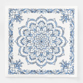 Elegant Metallic Blue Mandala Serviette (Vorderseite)