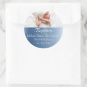 Elegant Metallic Blue Name Baby Boy Taufe Runder Aufkleber (Tasche)
